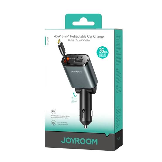 شاحن سيارة جوي روم 60 وات 3 في 1 قابل للسحب -JOYROOM CAR CHARGER JR-CCL07 60W 3IN1
