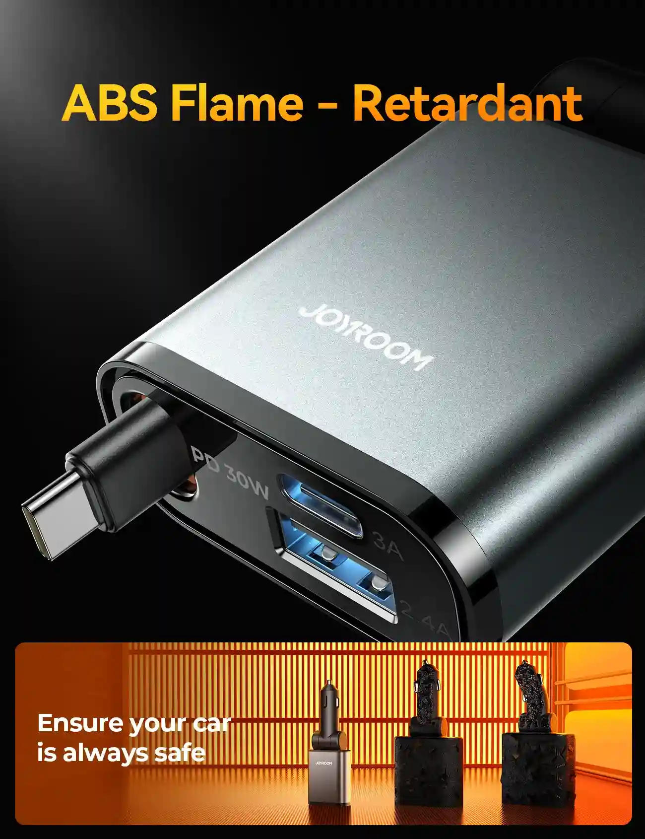 شاحن سيارة جوي روم 60 وات 3 في 1 قابل للسحب -JOYROOM CAR CHARGER JR-CCL07 60W 3IN1