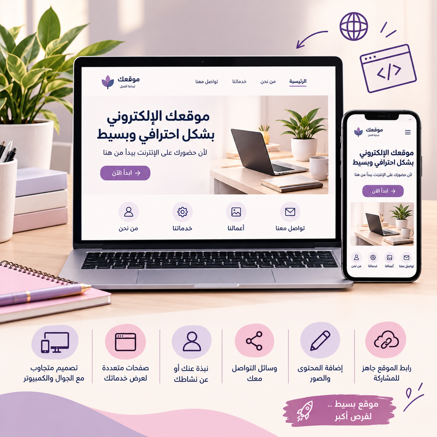 برمجة وتصميم موقع إلكتروني بسيط واحترافي