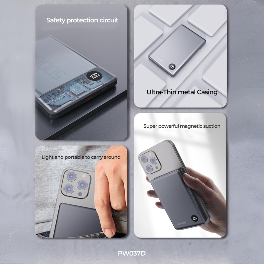 باور بانك لينيس ماج سيف -LENYES POWER BANK 10000mAH PW137D  (ضمان 12 شهر)
