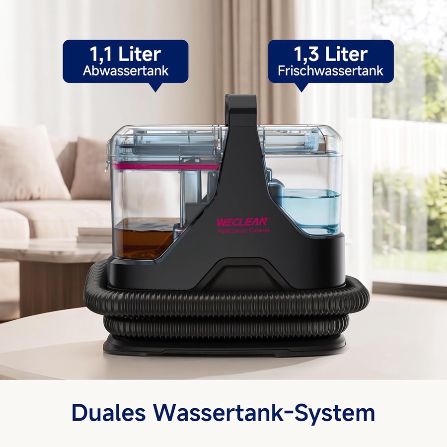 مكنسة غسيل السجاد والأنتريهات وي كلين C3 بقوة 600 وات – أسود/بينك | WECLEAN C3 Spot Cleaner