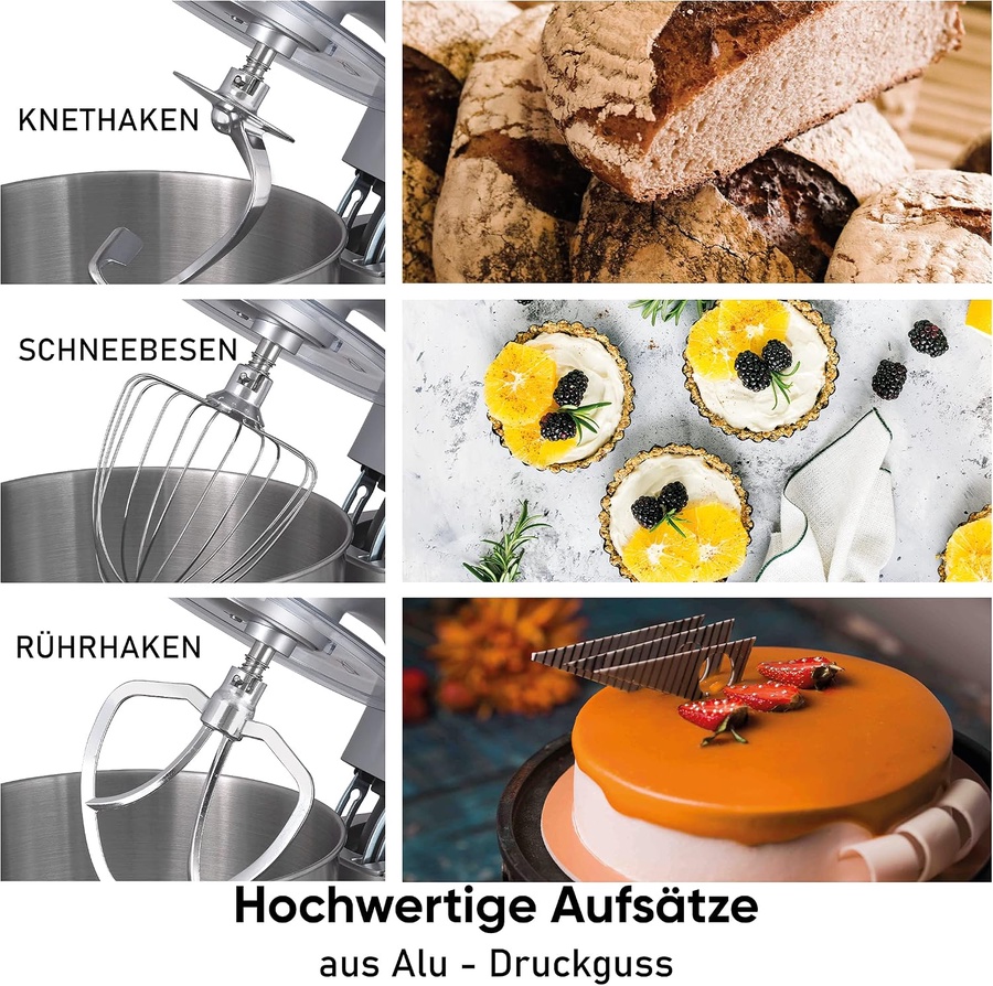 عجان كهربائي هاينريش 12 لتر احترافي 1800 وات ستانلس ستيل – 8 سرعات | Heinrich's Stand Mixer