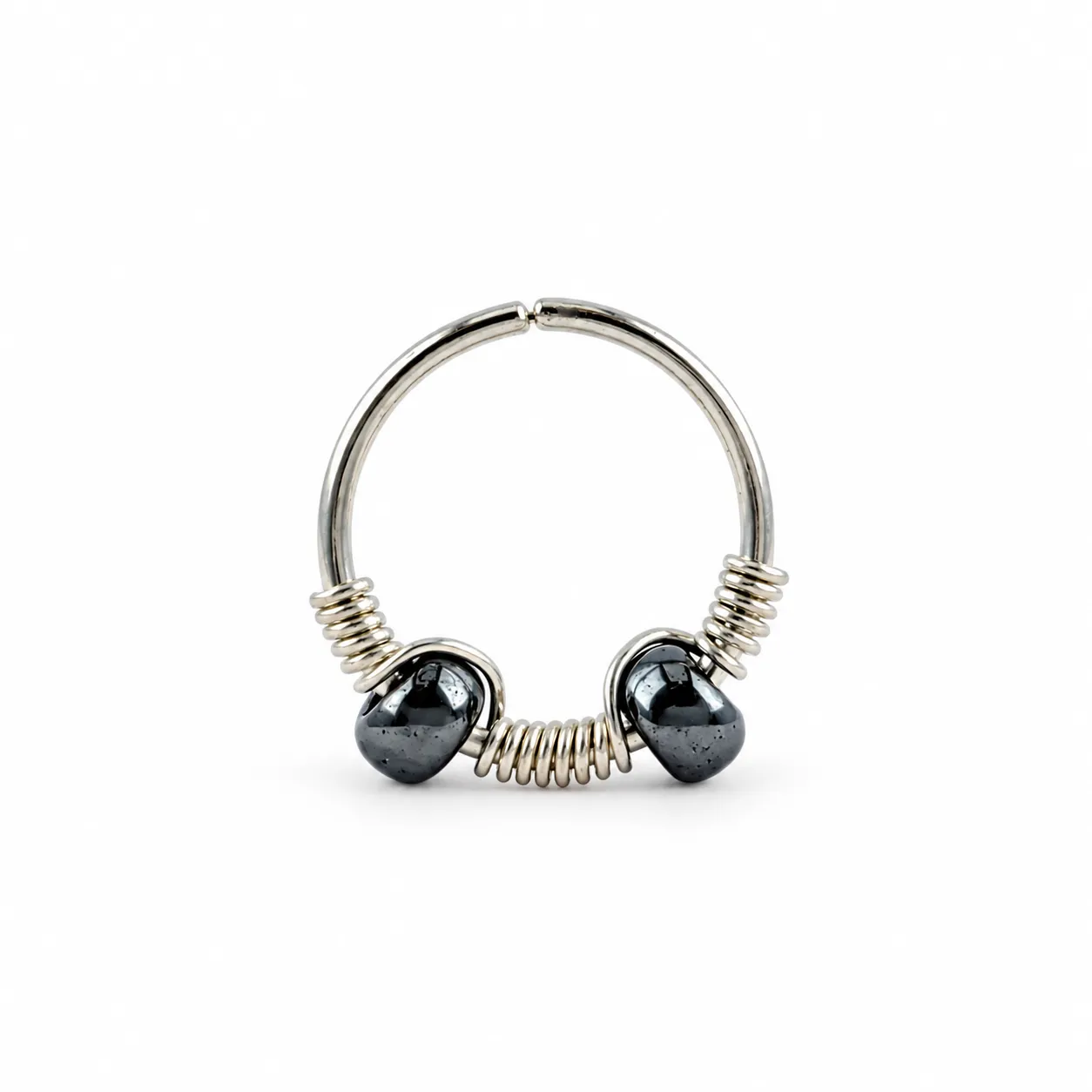 Silver Hoop with Two Magnetic Color beads