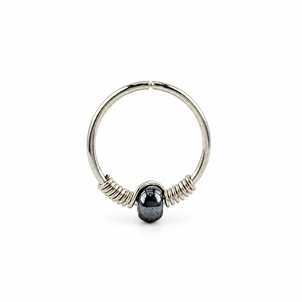 Silver Hoop with One Magnetic Color bead