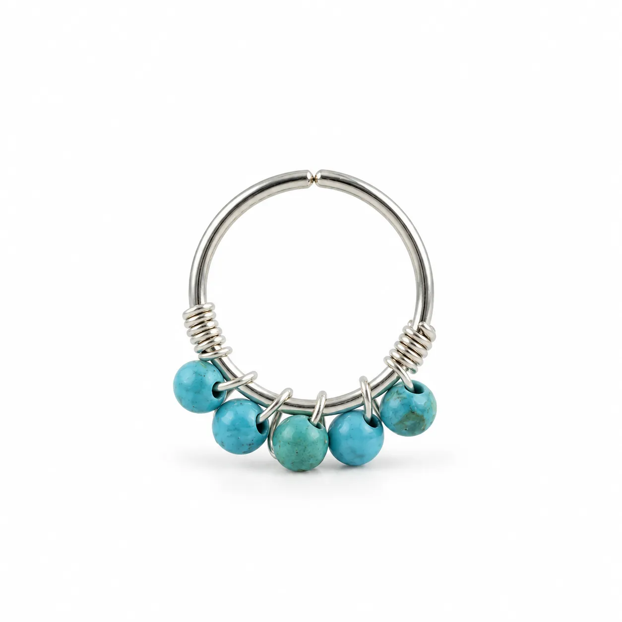 Silver Hoop with quint Fairouz beads
