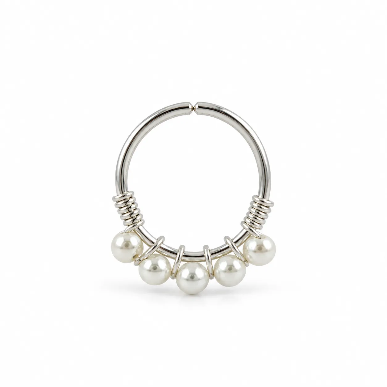 Silver Hoop with quint Pearl beads