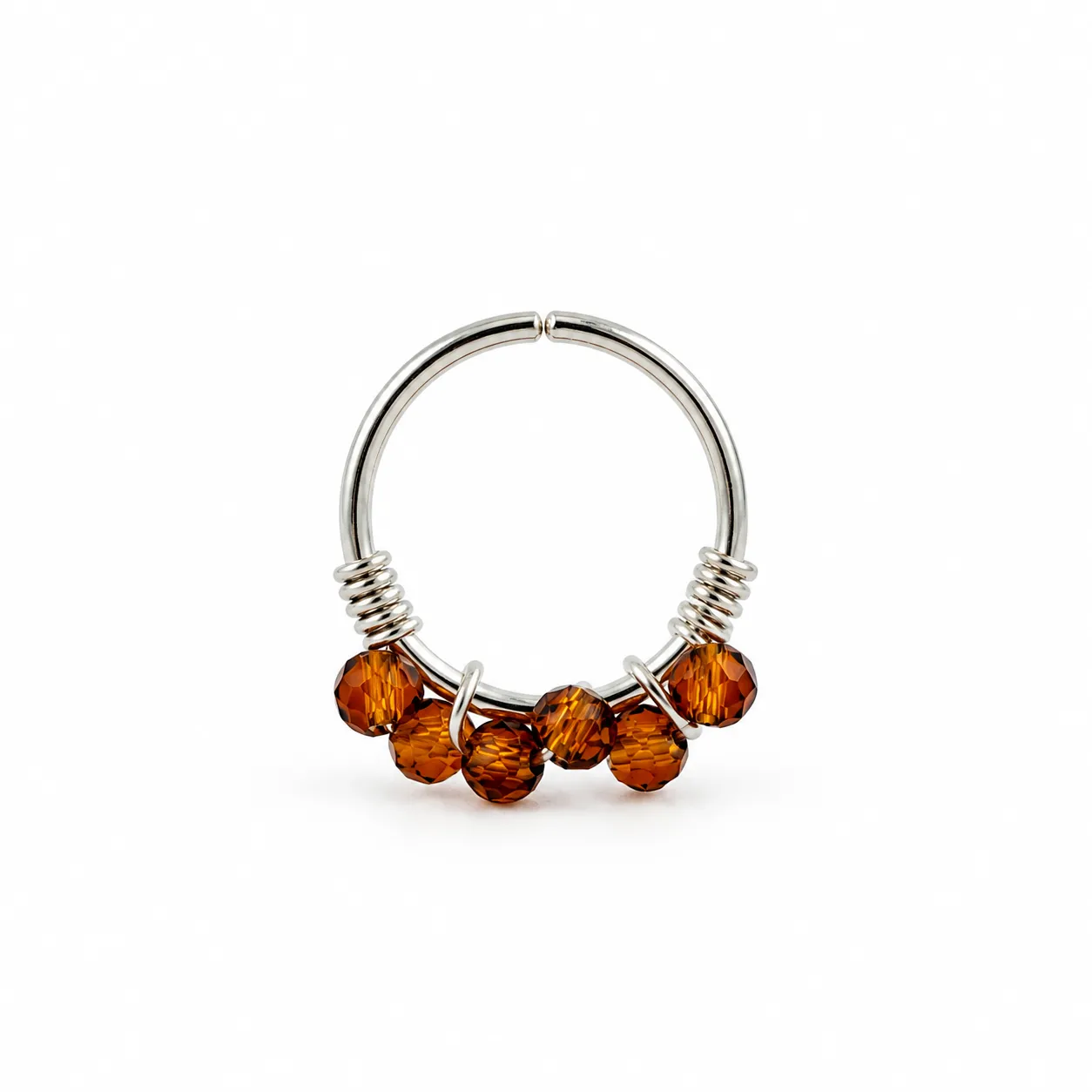 Silver Hoop with Hazel sextuple beads