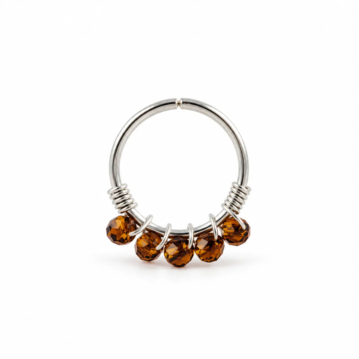 Silver Hoop with Hazel quint beads