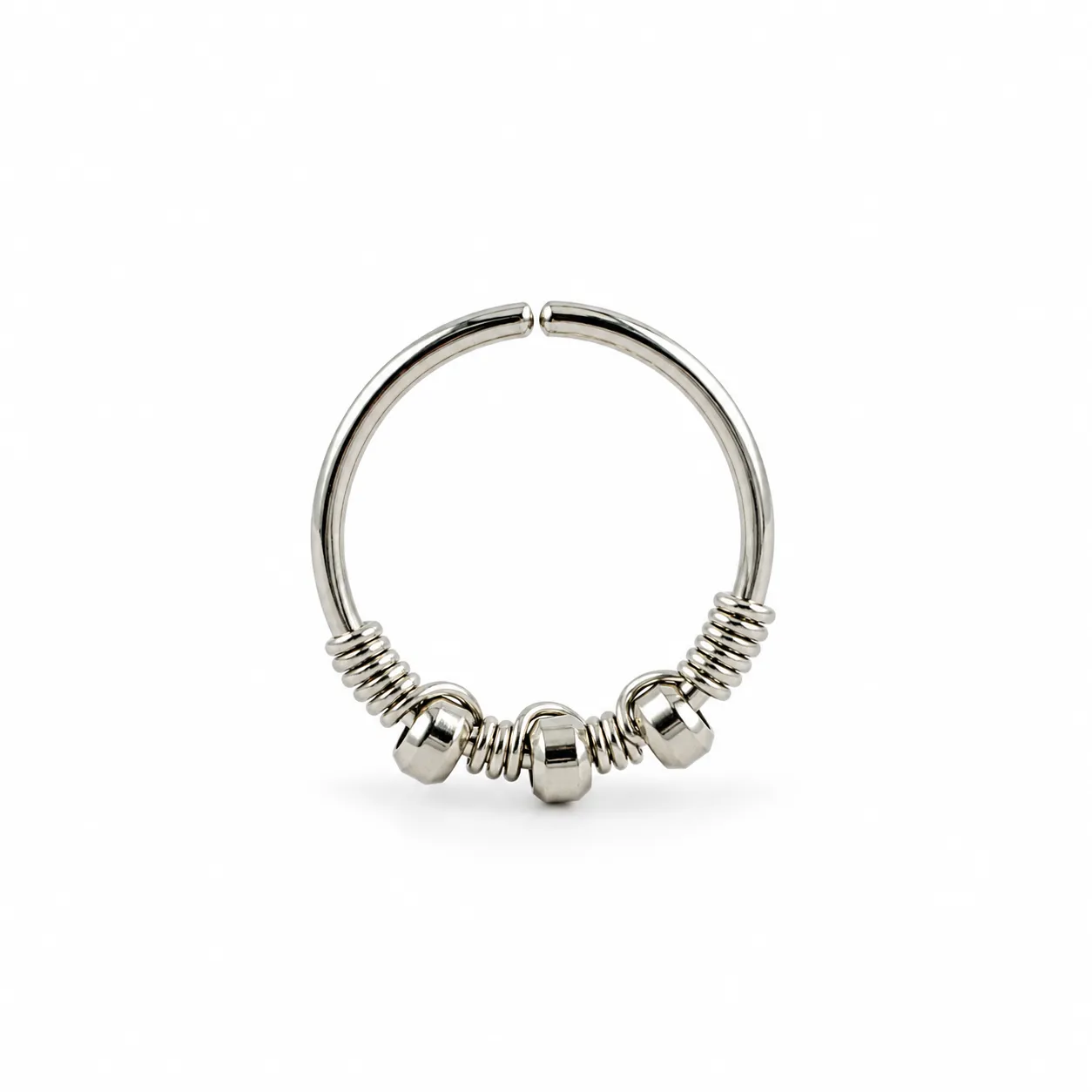 Silver Hoop with triple beads