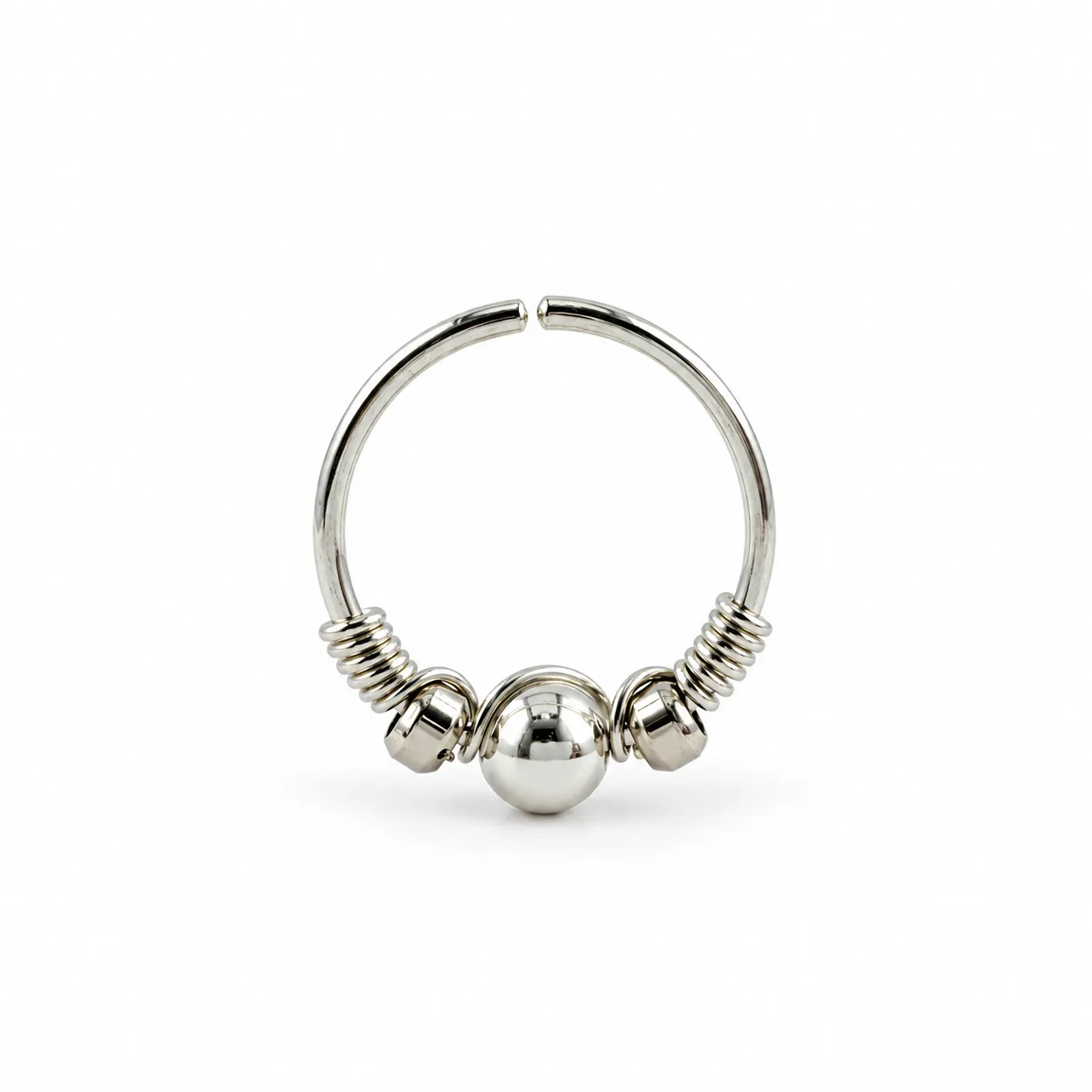 Silver Hoop with center ball 