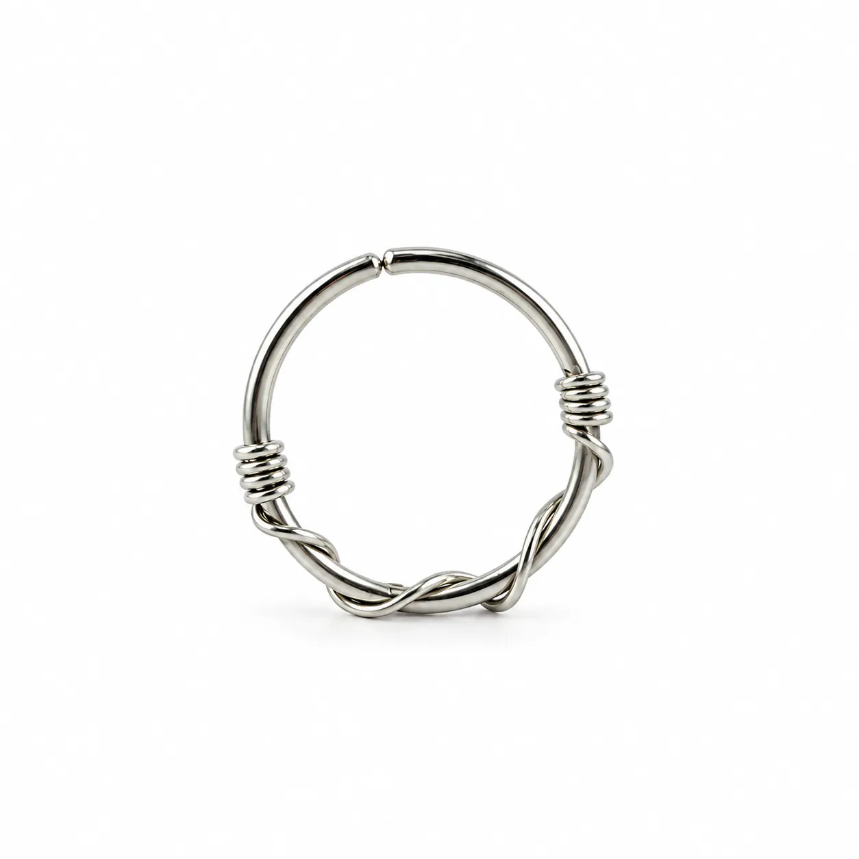 Silver Hoop with twist wire 