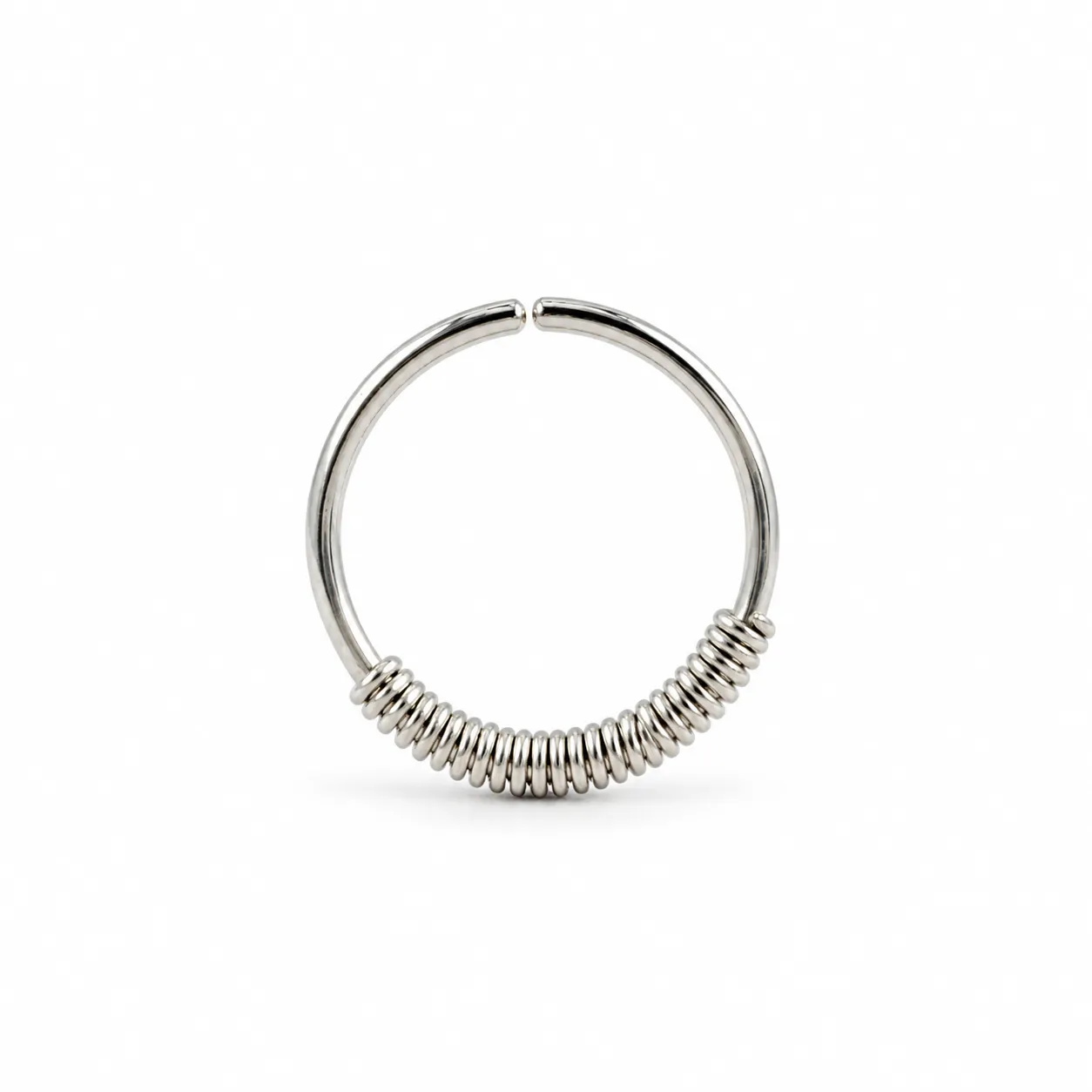 Silver Hoop with wire wrapped 