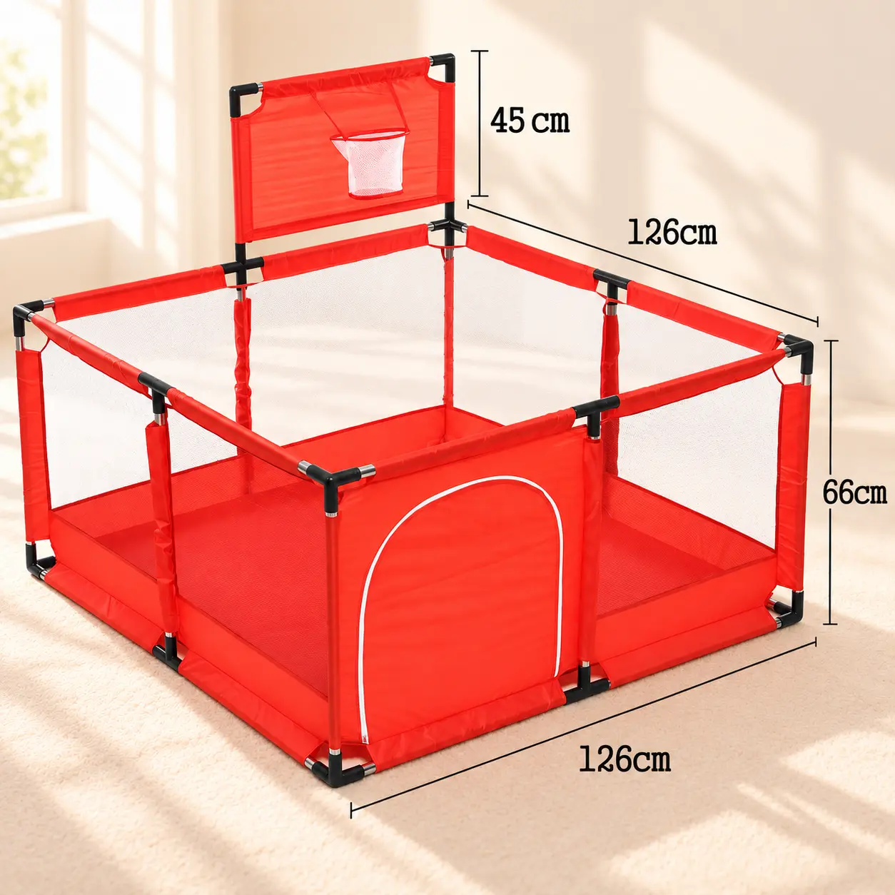 ساحة لعب مربعة بسلة | Square Baby Play Yard with Basketball Hoop