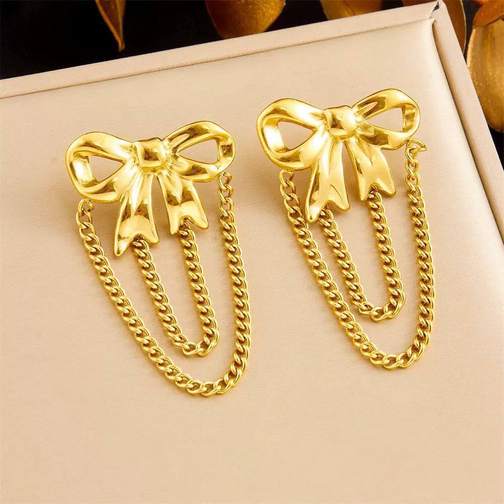 Golden Bow Stud Earrings