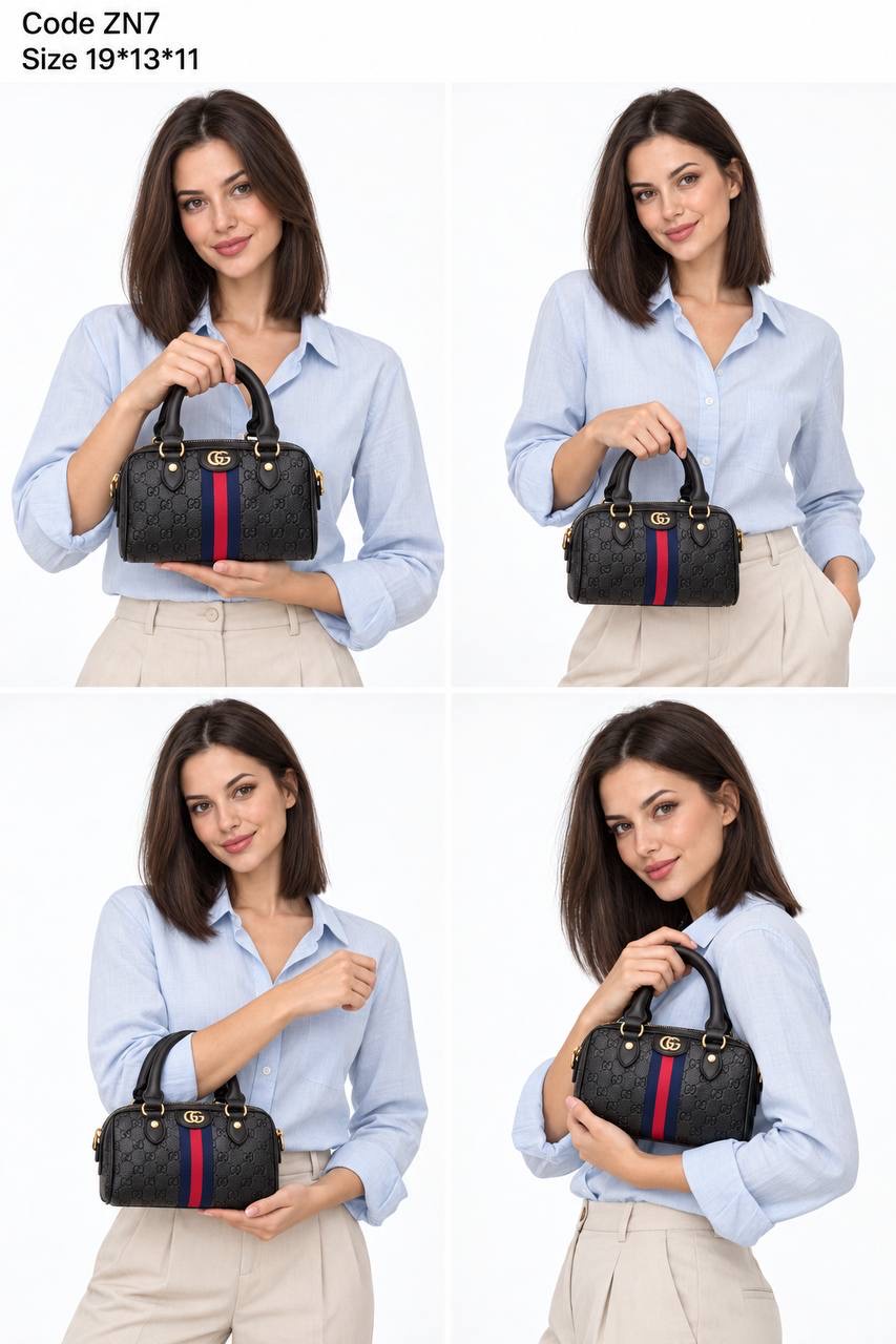 Gucci Ophidia Mini Boston Bag Embossed Leather Black