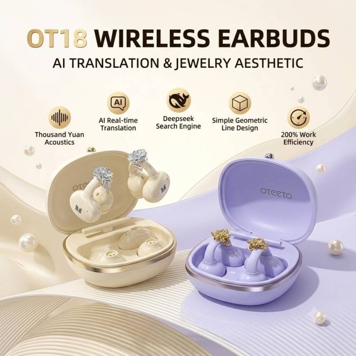 Open-Ear Clip-On Wireless Earbuds by Oteeto