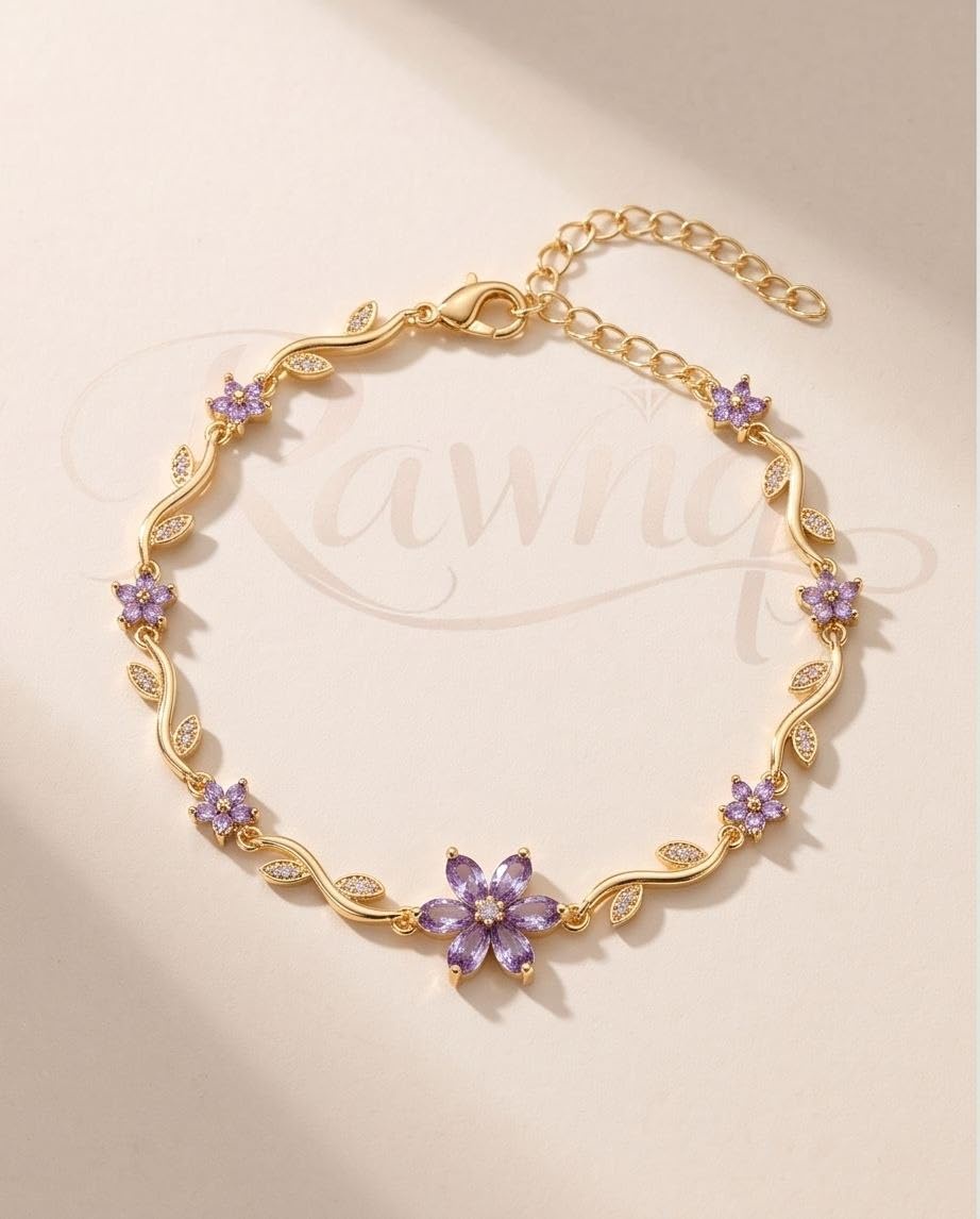 Rawnq Stainless Steel  Flower Cluster Vine Bracelet for Women