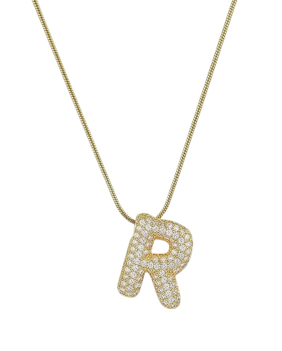  RAWNQ Stainless Steel Initial Letter (R) Necklace for Women & Girls – Gold Plated 