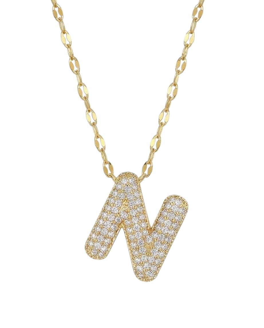  RAWNQ Stainless Steel Initial Letter (N) Necklace for Women & Girls – Gold Plated 