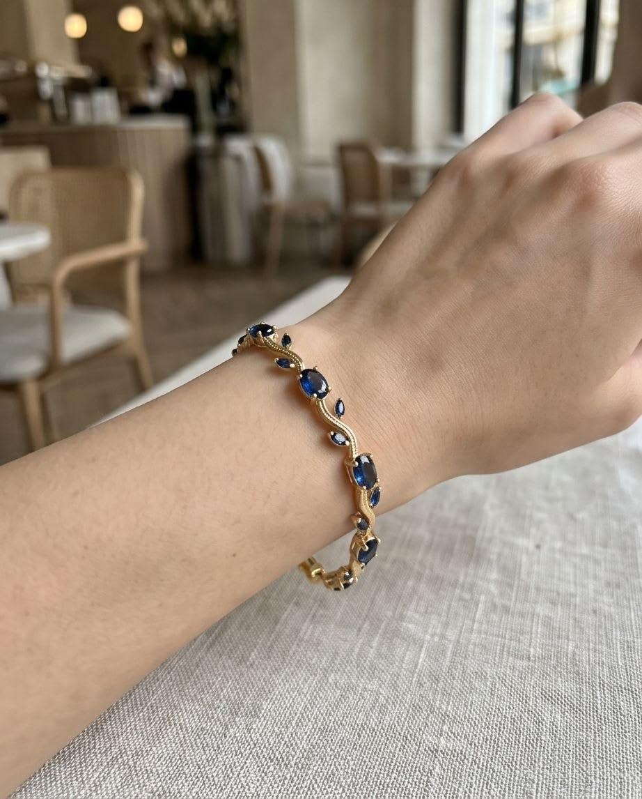 RAWNQ Stainless Steel Tulip Bracelet for Women Blue