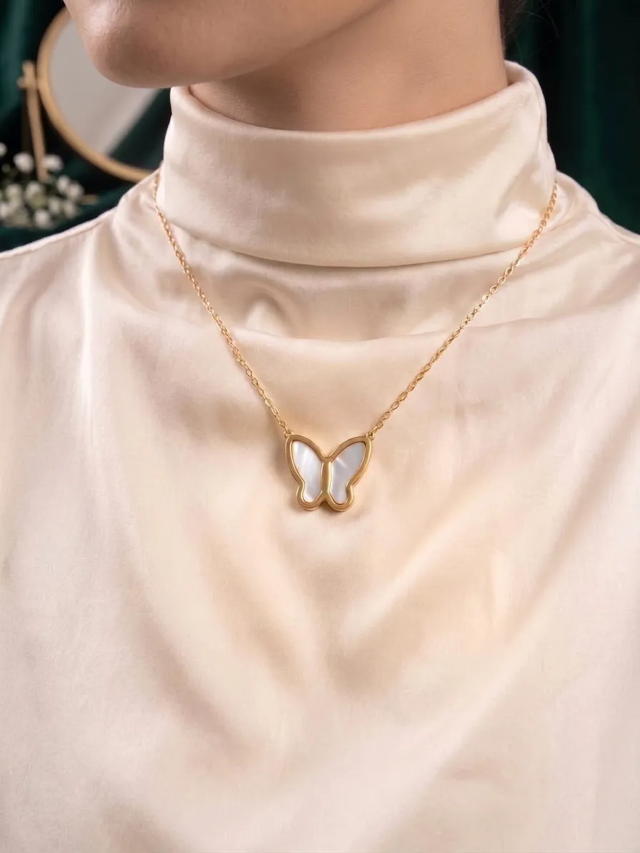 Whity Butterfly Necklace