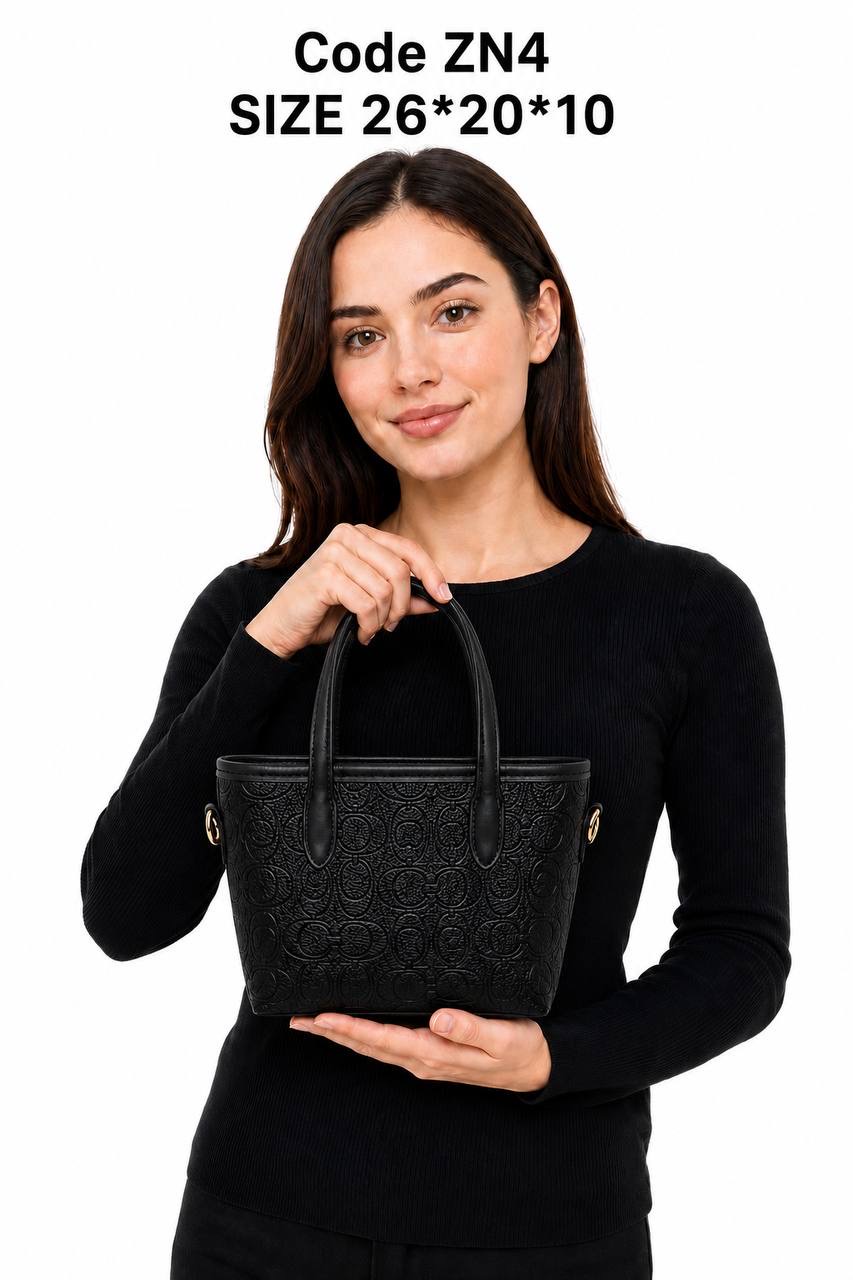 Coach Mini City Tote In Debossed Signature Leather Black