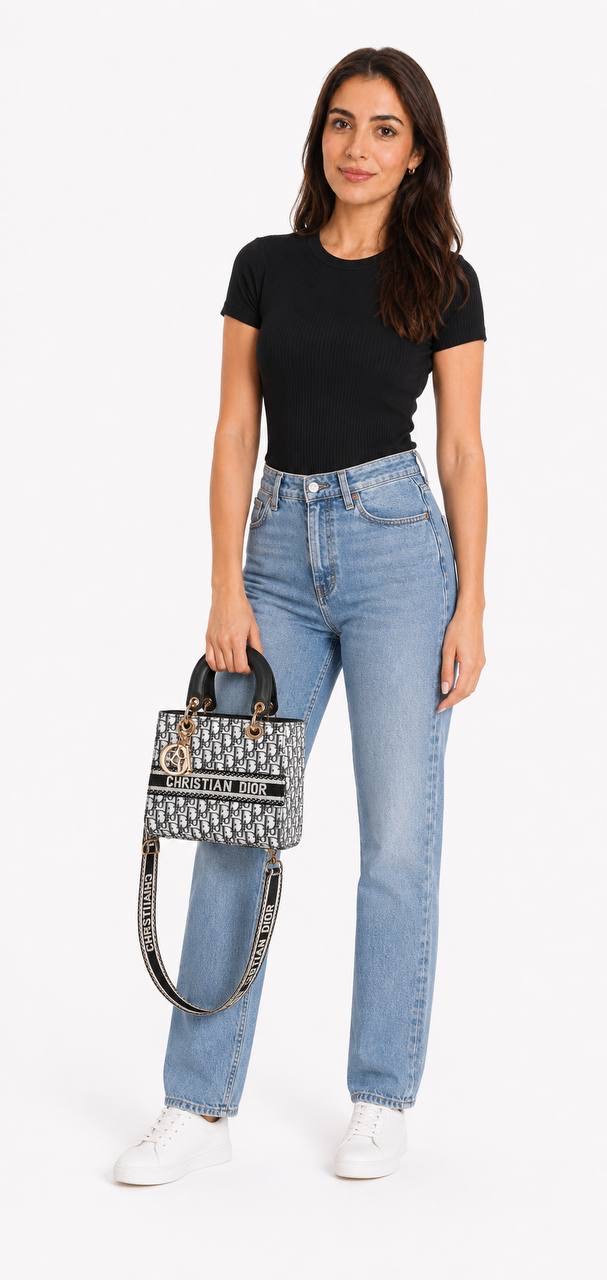 Lady D-Lite Mini Bag In Dior Oblique Embroidery