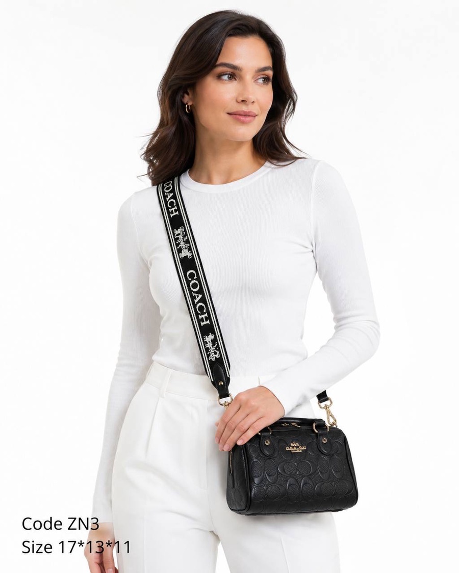 Coach Micro Rowan Satchel In Debossed Signature Leather Black