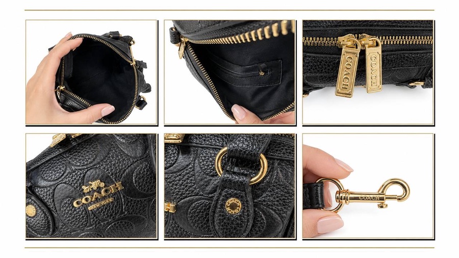 Coach Micro Rowan Satchel In Debossed Signature Leather Black