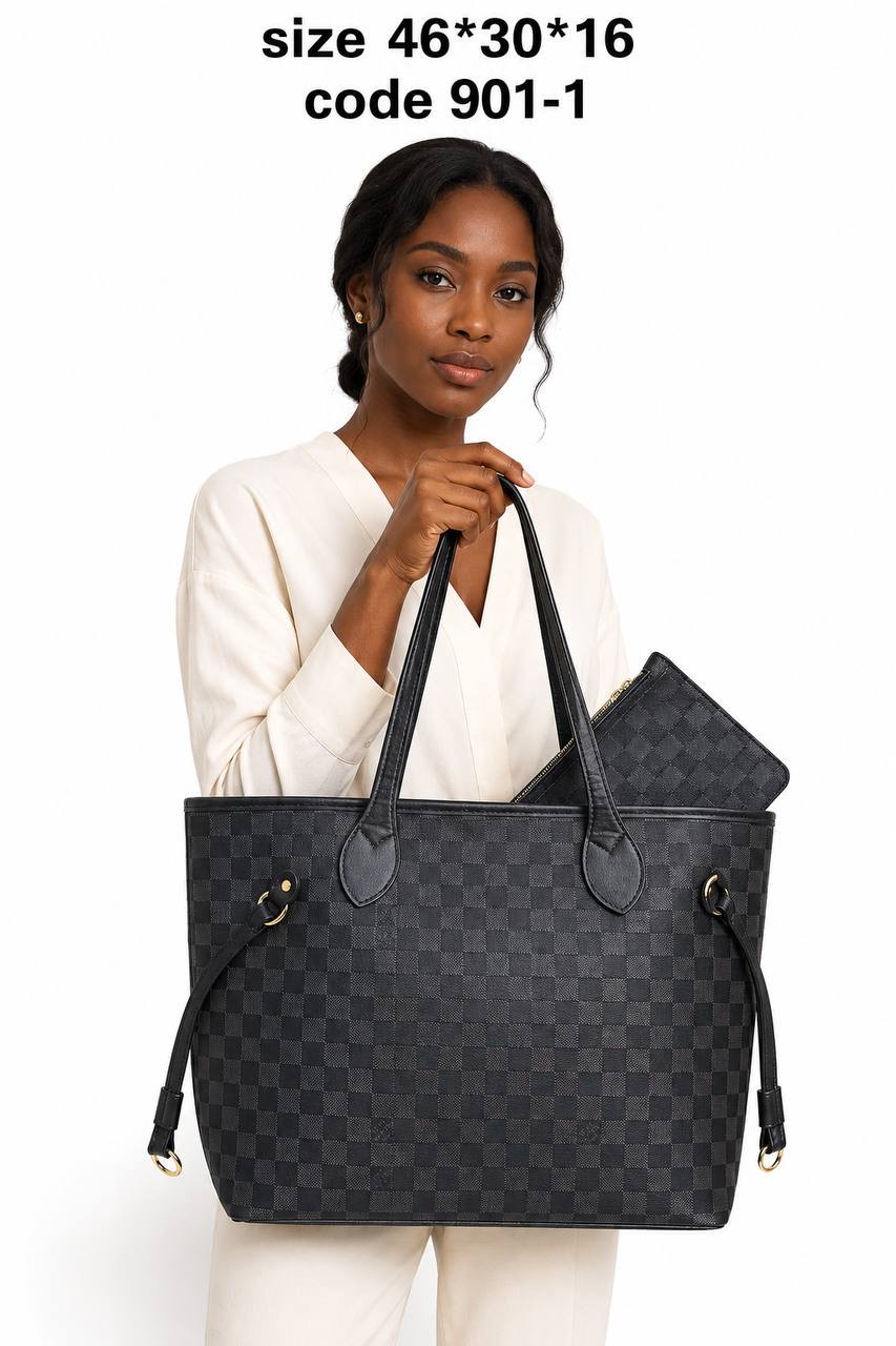 Louis Vuitton Neverfull GM Monogram & Damier Tote Bag With Pouch