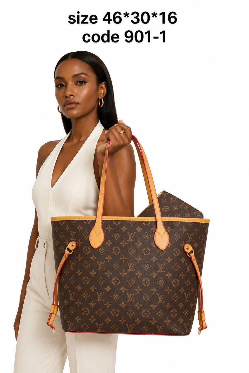 Louis Vuitton Neverfull GM Monogram & Damier Tote Bag With Pouch