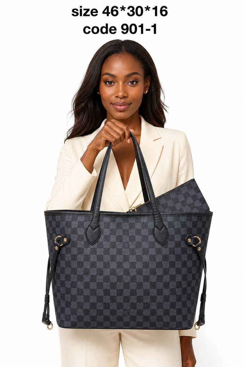 Louis Vuitton Neverfull GM Monogram & Damier Tote Bag With Pouch