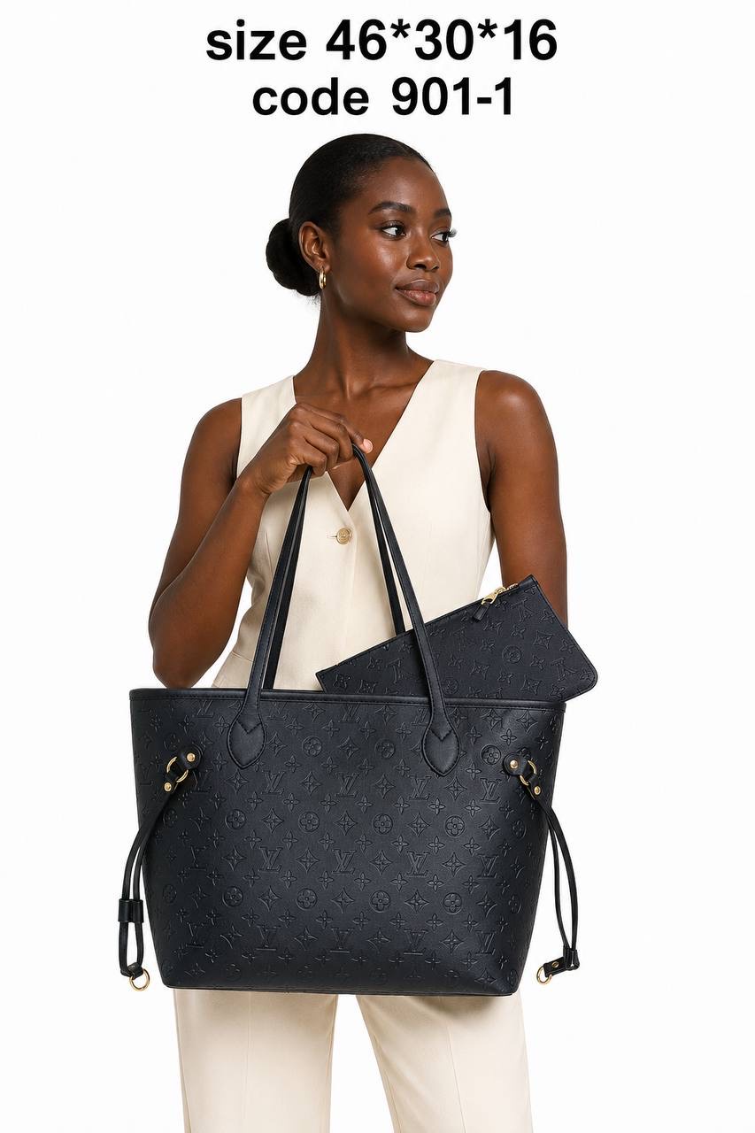 Louis Vuitton Neverfull GM Monogram & Damier Tote Bag With Pouch