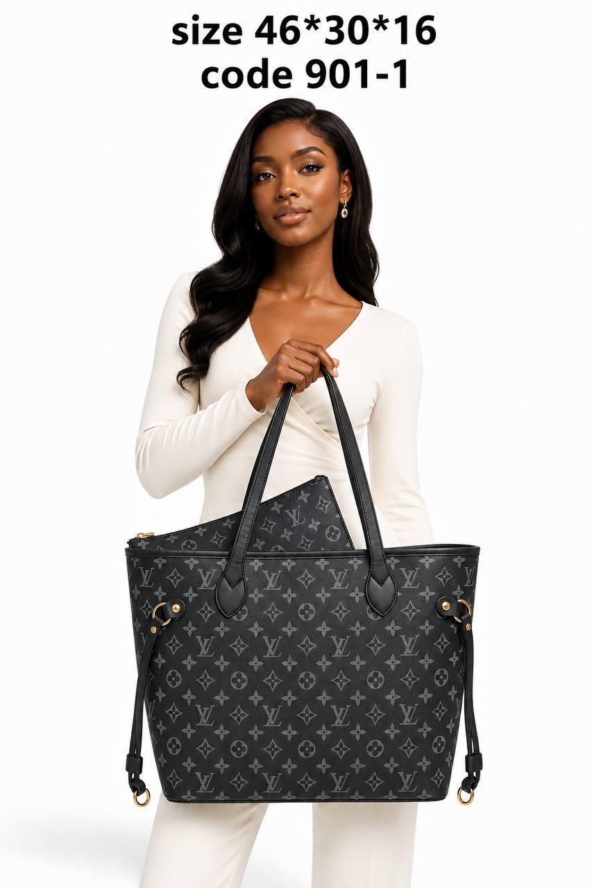 Louis Vuitton Neverfull GM Monogram & Damier Tote Bag With Pouch