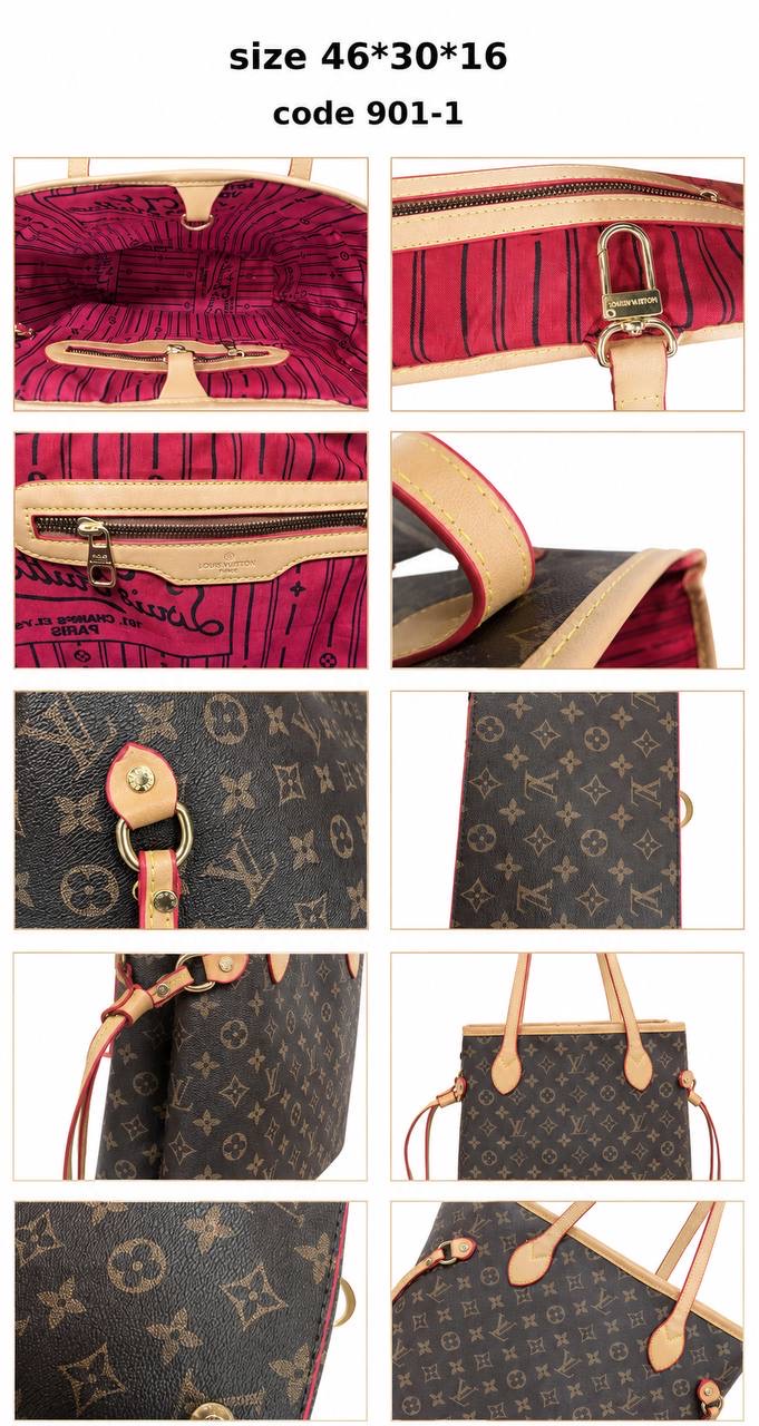 Louis Vuitton Neverfull GM Monogram & Damier Tote Bag With Pouch