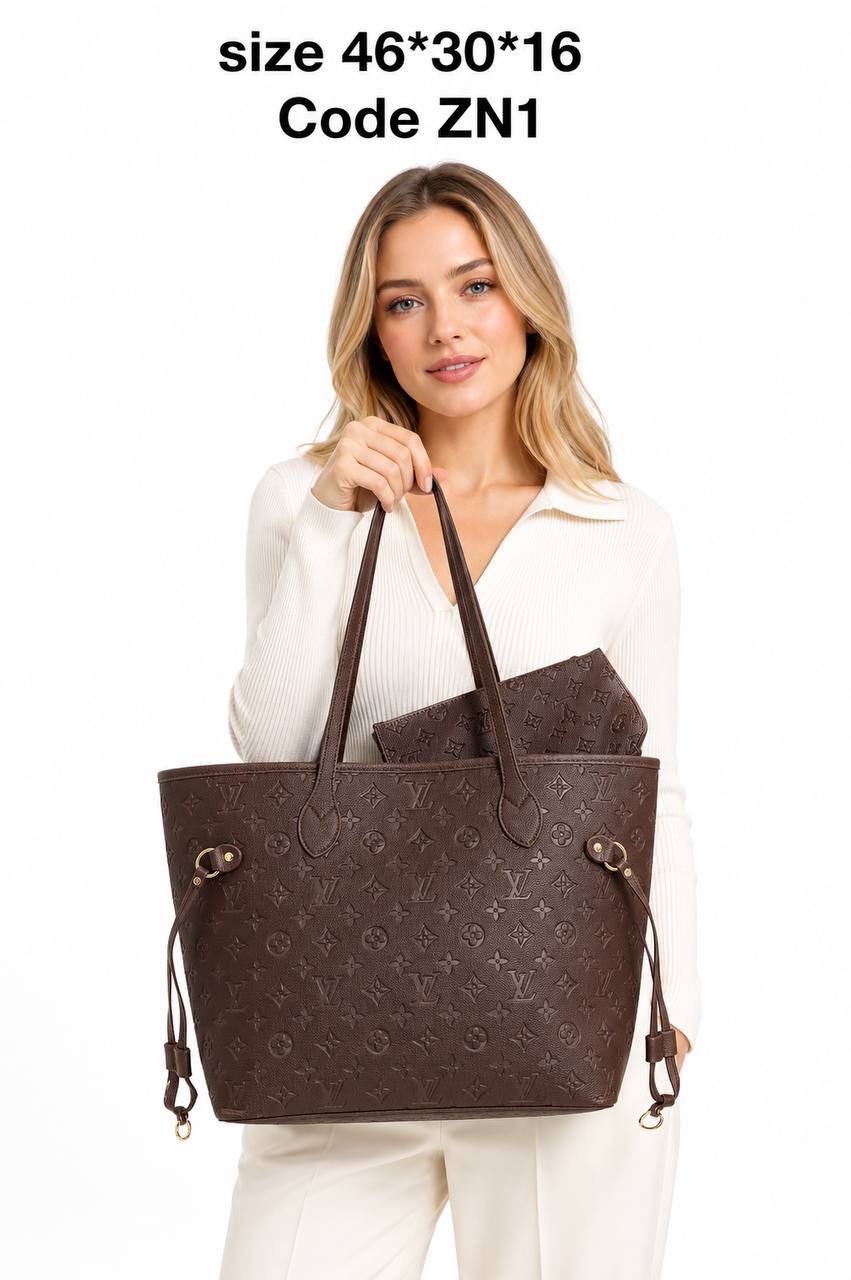 Louis Vuitton Neverfull GM Empreinte Embossed Leather Tote Bag With Pouch
