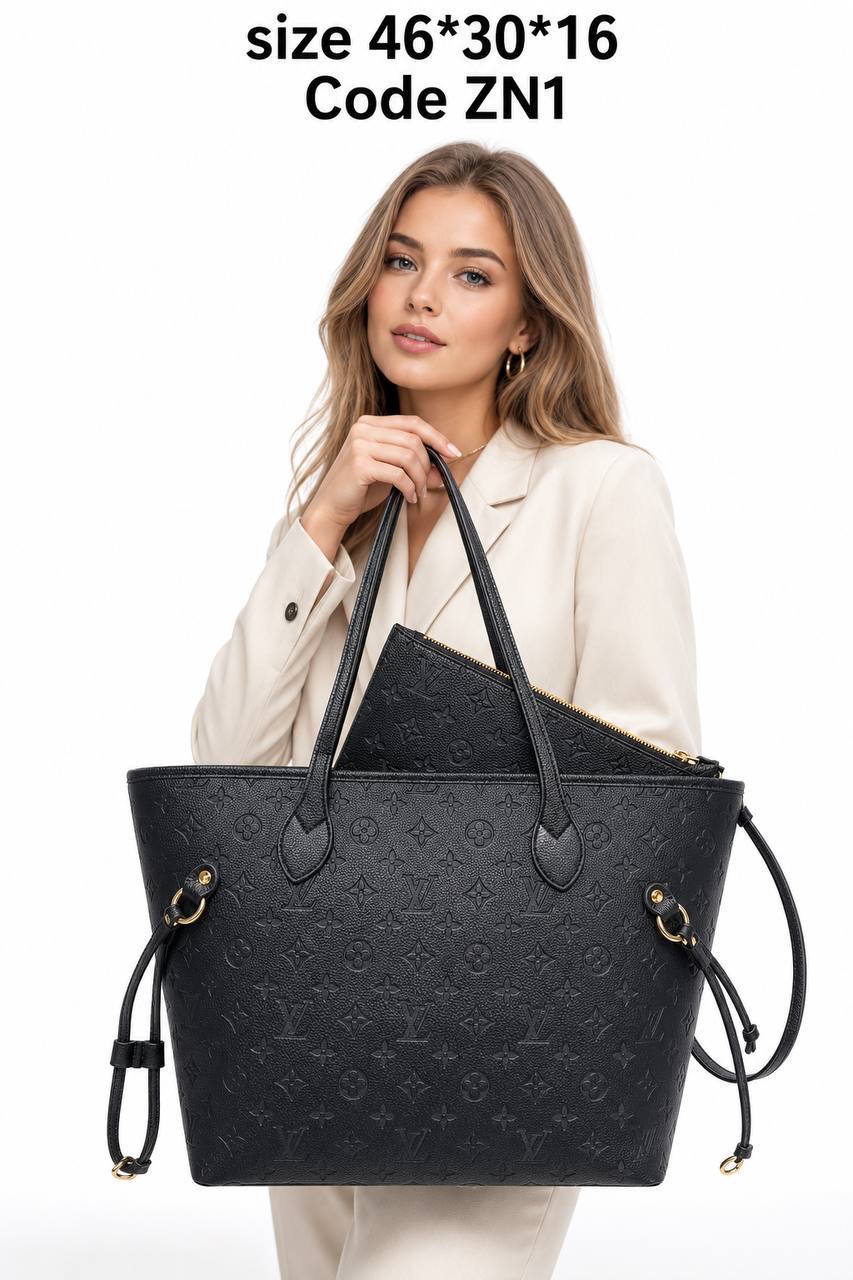 Louis Vuitton Neverfull GM Empreinte Embossed Leather Tote Bag With Pouch