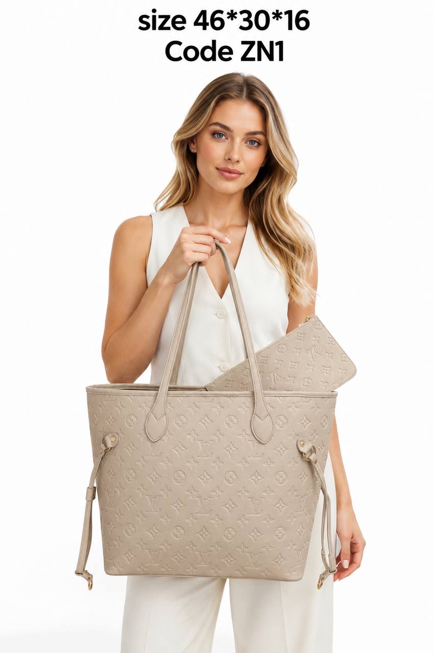 Louis Vuitton Neverfull GM Empreinte Embossed Leather Tote Bag With Pouch