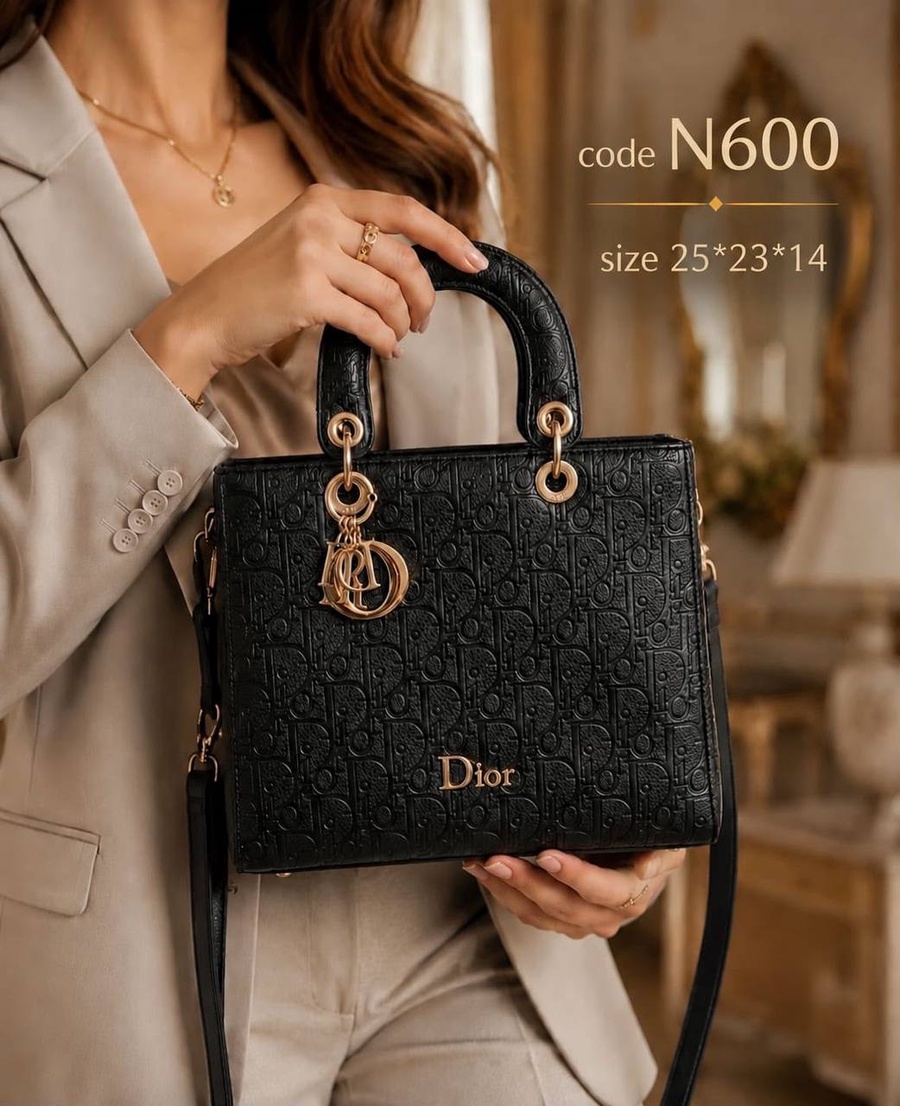 Lady Dior Medium Large Bag In Embossed Oblique Leather Black