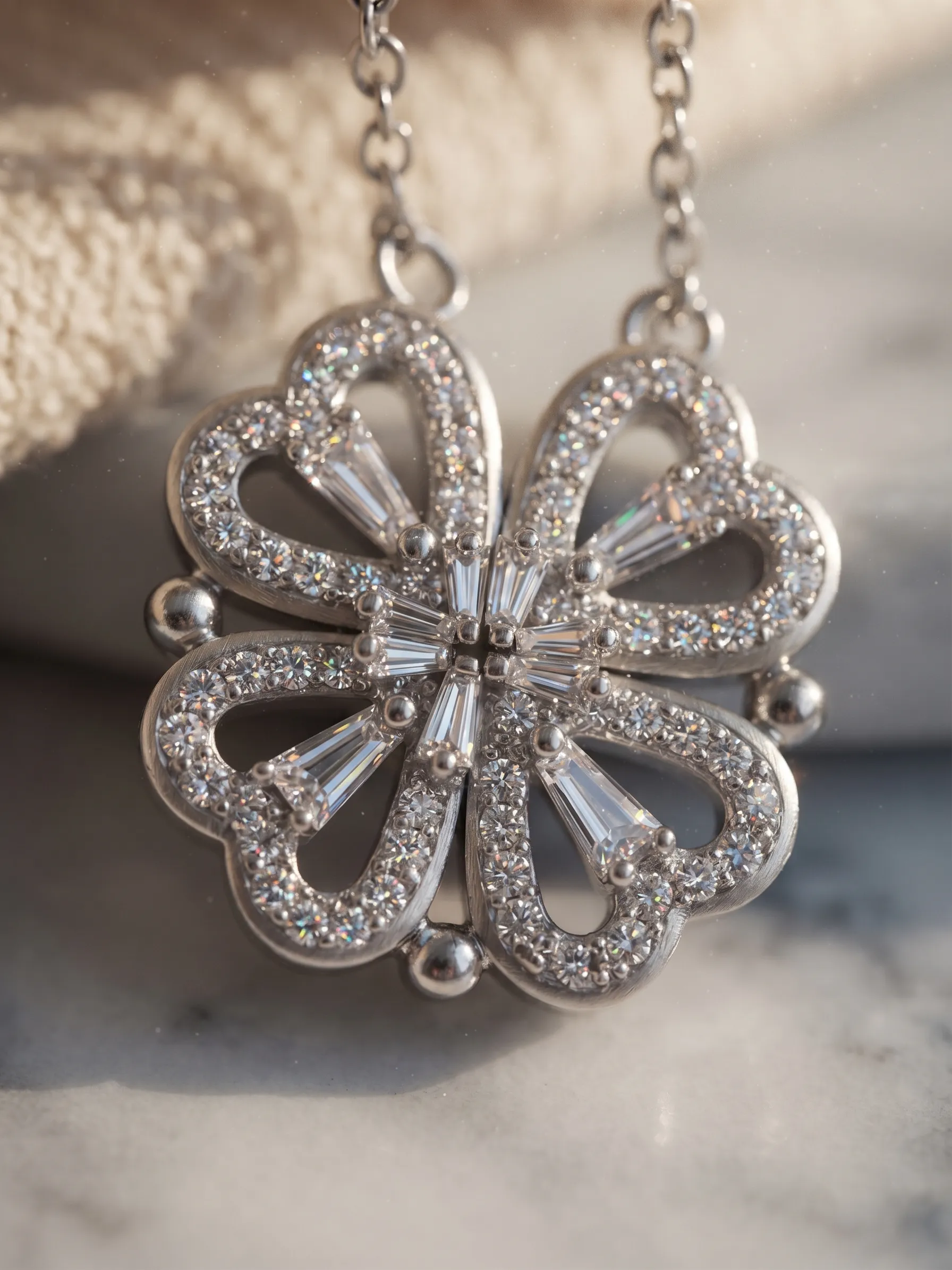 Heart Four‑leaf Clover Necklace (openable)