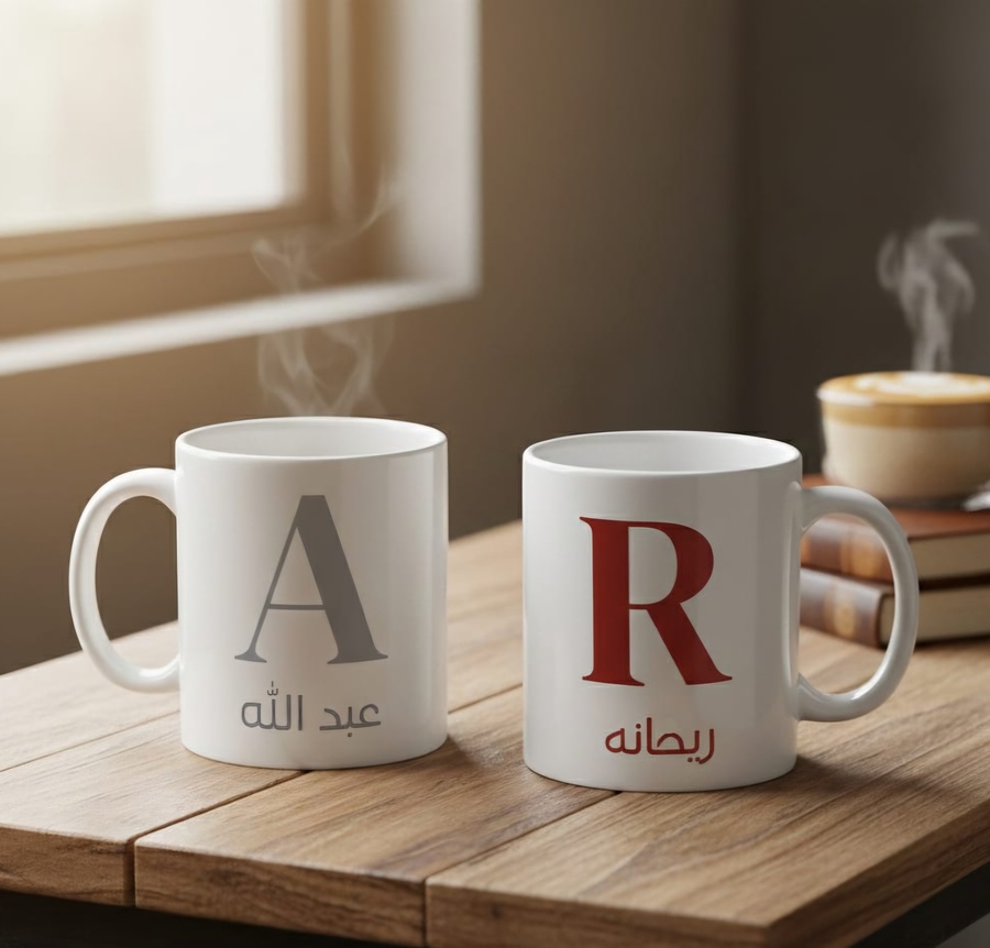 مج أبيض لامع بتصميمك الخاص | طباعة صور ولوجو بجودة عالية