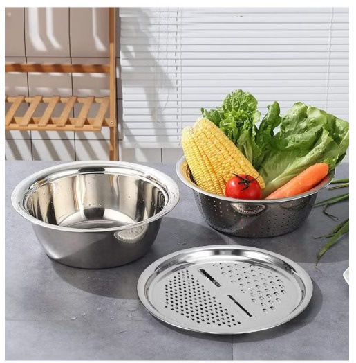 3-in-1 Grater and Colander – Stainless Steel – Multifunctional Kitchen Tool