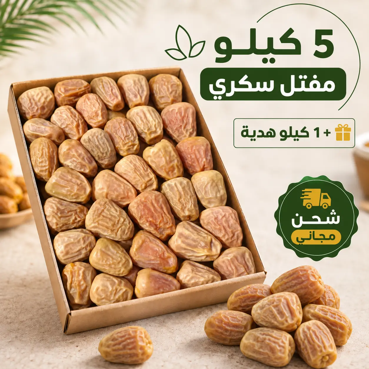 عرض 5 كيلو مفتل سكري القصيم + كيلو هدية