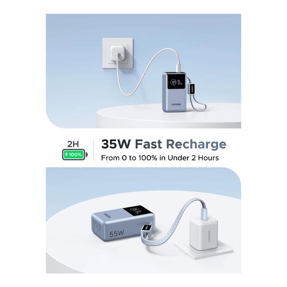 باور بانك يوجرين سعة 10000 ملي أمبير بقوة 55 واط -UGREEN POWER BANK FAST10000mah 55w PB727 (ضمان 24شهر)