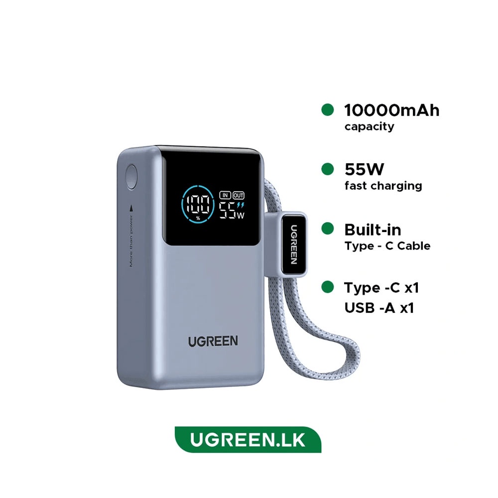 باور بانك يوجرين سعة 10000 ملي أمبير بقوة 55 واط -UGREEN POWER BANK FAST10000mah 55w PB727 (ضمان 24شهر)