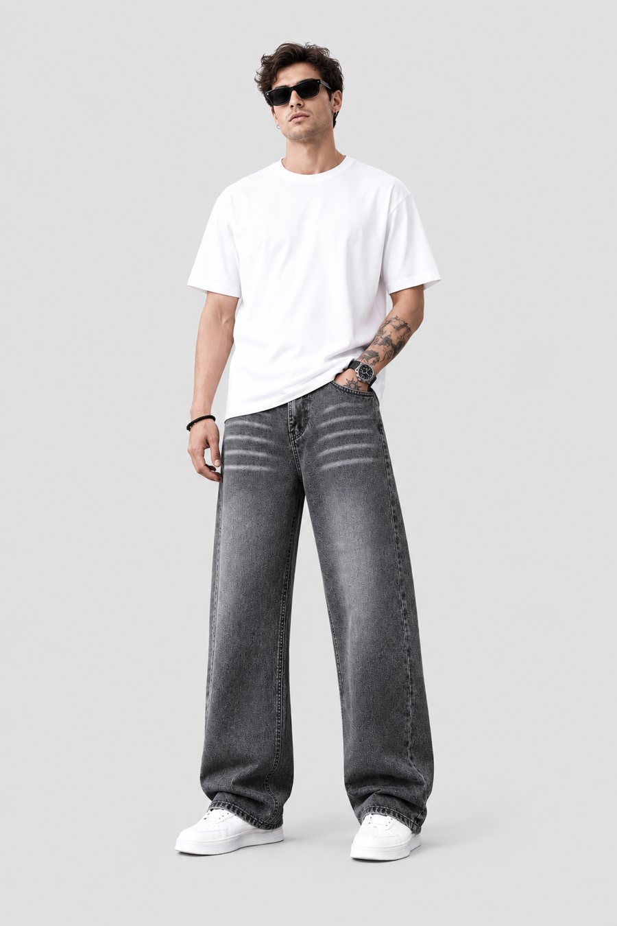 Men's Wide-Leg Jeans Pants | بنطلون جينز وايد ليج رجالي