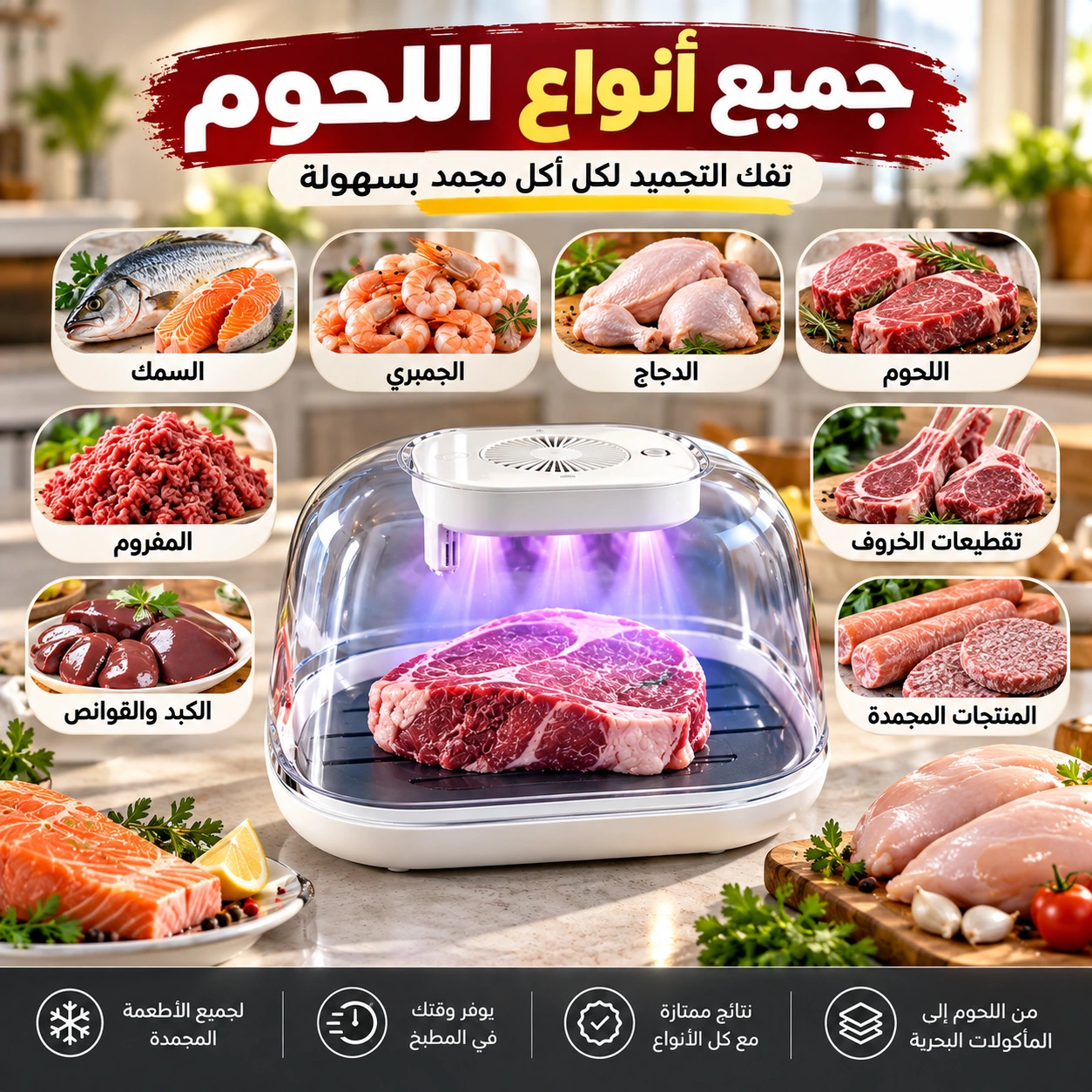 تفاصيل جهاز إذابة وتعقيم اللحوم