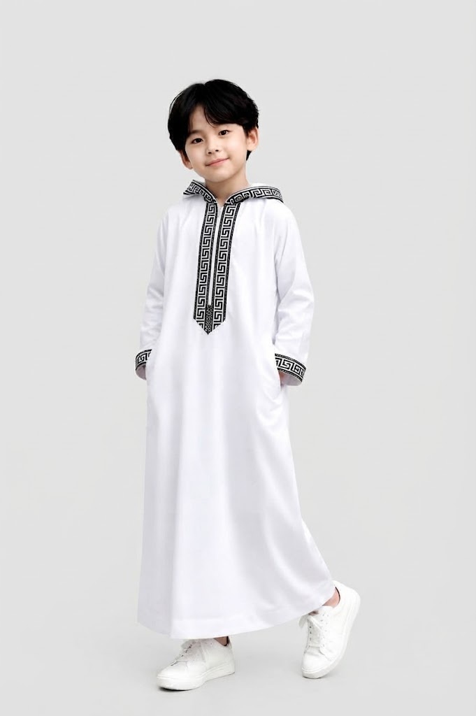 عبايه تركي اطفال بزونط | Turkish Kids' Zippered Abaya