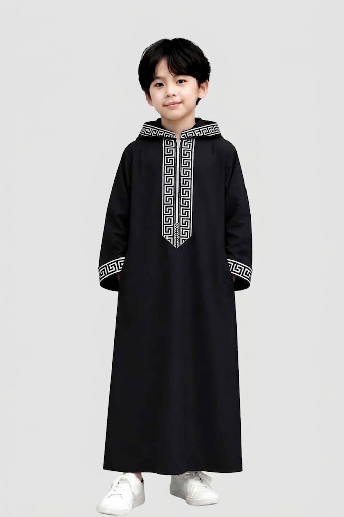عبايه تركي اطفال بزونط | Turkish Kids' Zippered Abaya