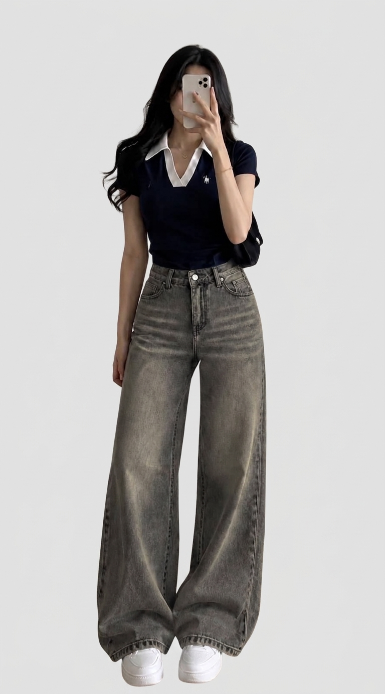 Women's Wide-Leg Jeans Pants | بنطلون جينز وايد ليج حريمي